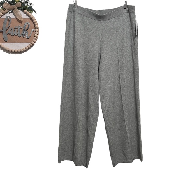 Liz Claiborne Sweater Knit Wide Leg Pants Sz 0X Gray - Picture 1 of 6